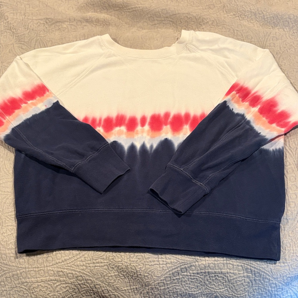 GAP Women's Tie-Dye Sweater - White, Red, Blue